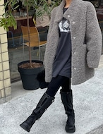 【新作5%OFF・3日間】Middle-neck Half Boa Coat_2colors