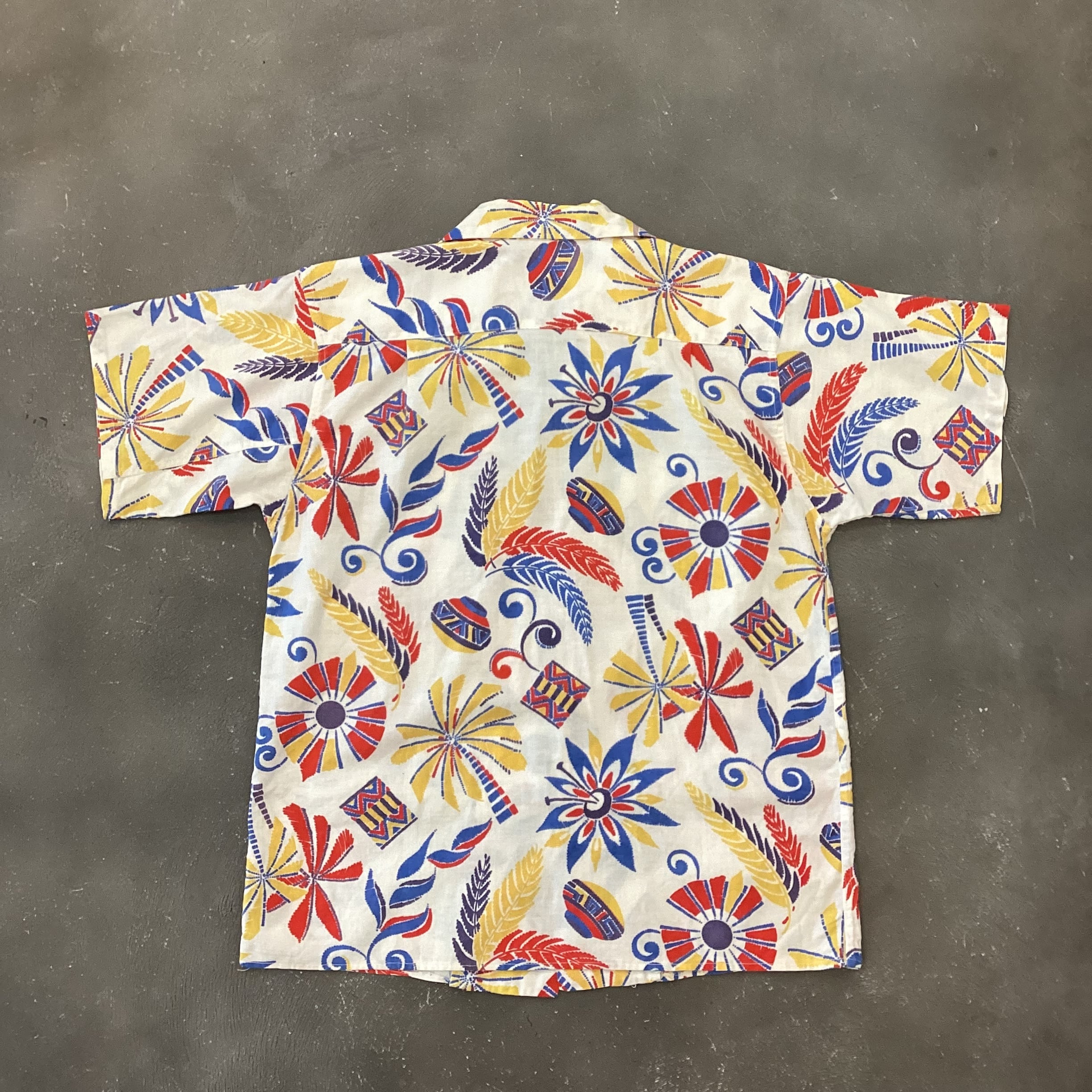 40s U.S.VINTAGE Cotton Handmade Hawaiian Shirt Open Collar Shirt
