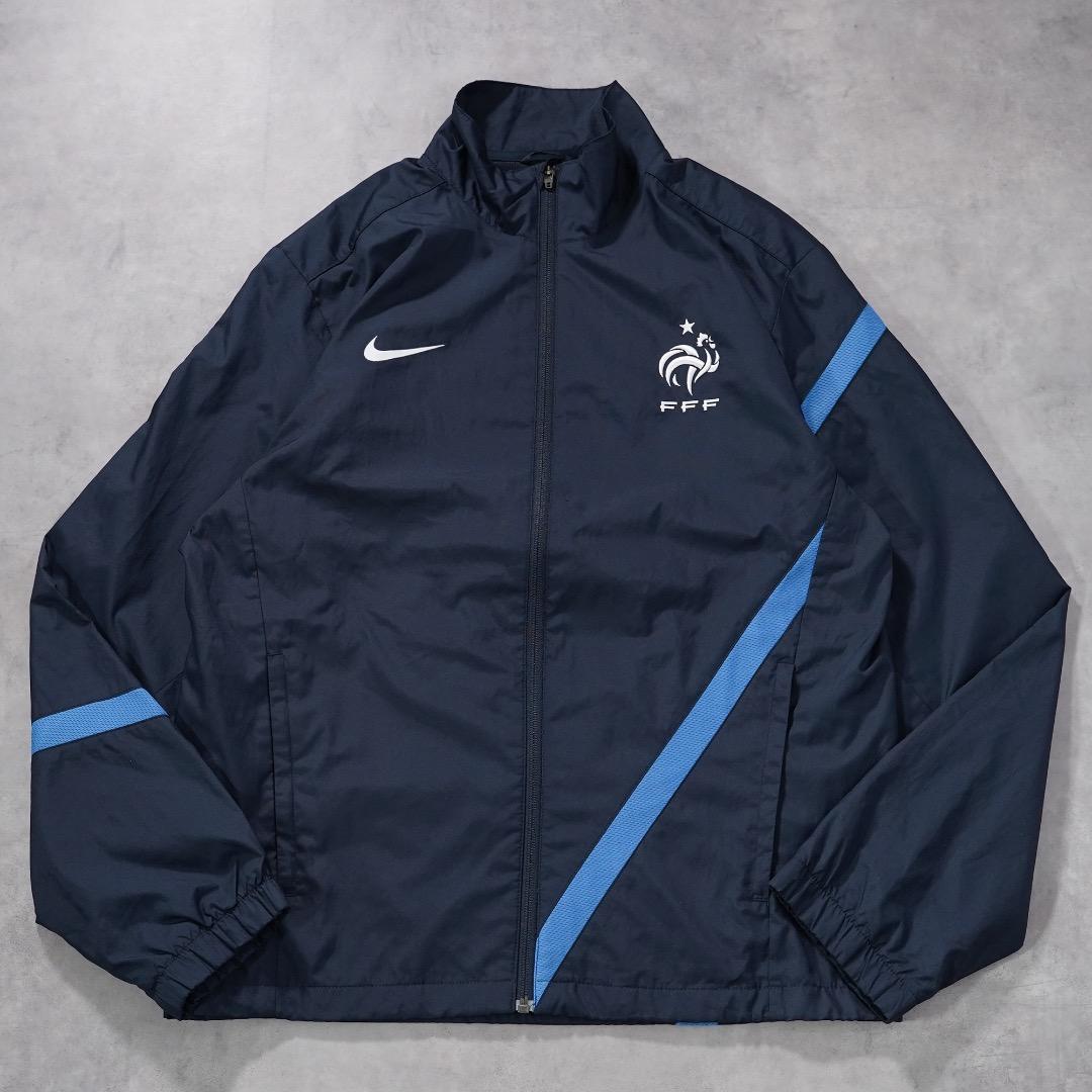 NIKE ナイキ ナイロンジャケット サッカー フランス代表 古着 M 紺 白