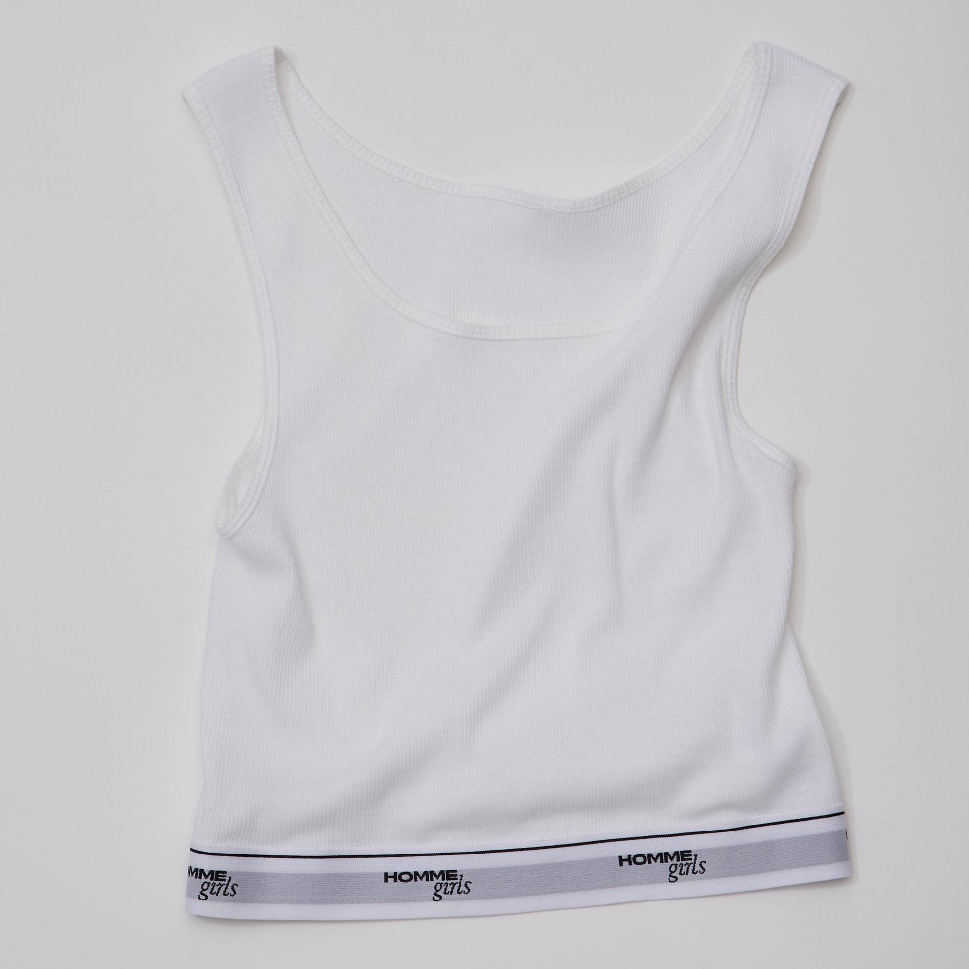 HOMME girls LOGO CROPPED TANK WHITE | SAKAN LES YEUX
