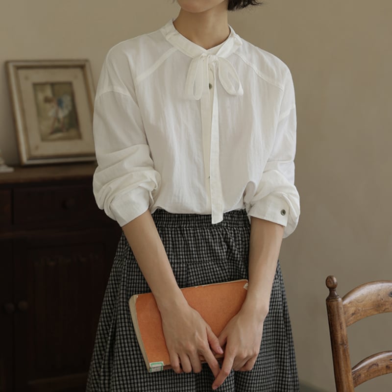 シンプルデザインリボンシャツ M1806