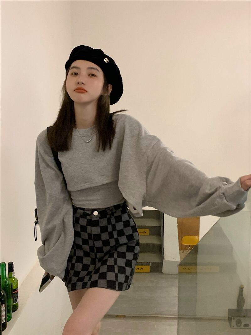 レッドショートセーター ジャケット オータムルーズグレートップス ロング 秋物 モンロー5360269213