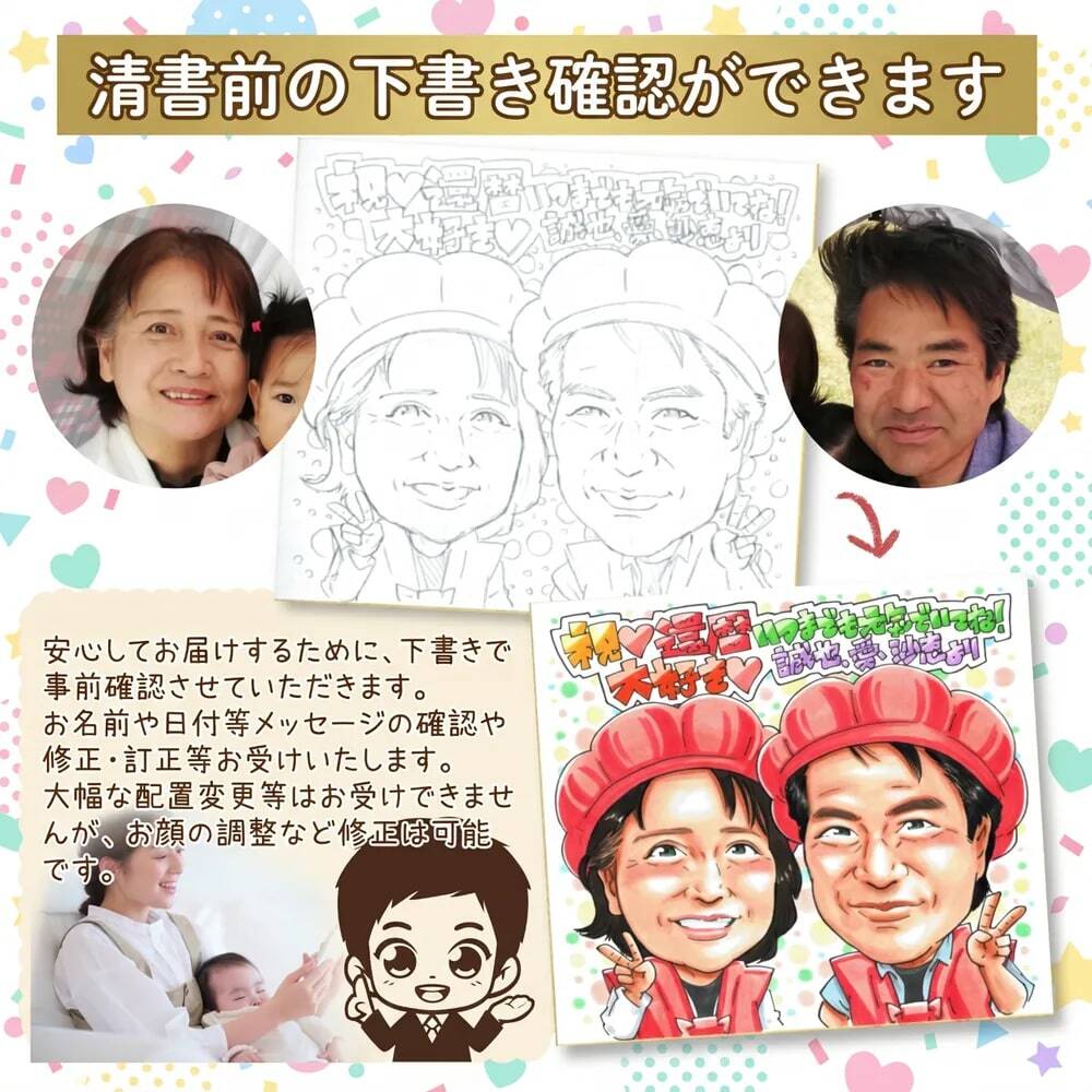 父の日 プレゼント 似顔絵 お父さん おじいちゃん 男性 傘寿 80歳 記念