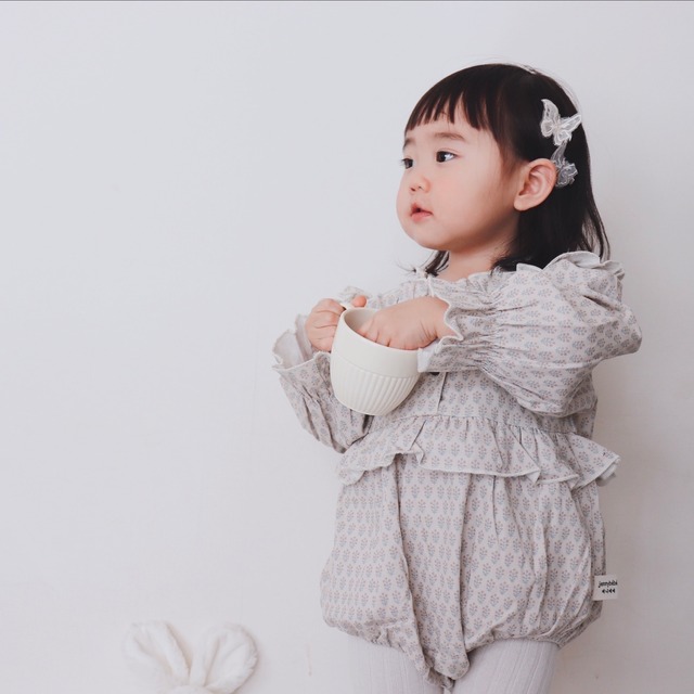 【取寄】花柄フリルロンパース