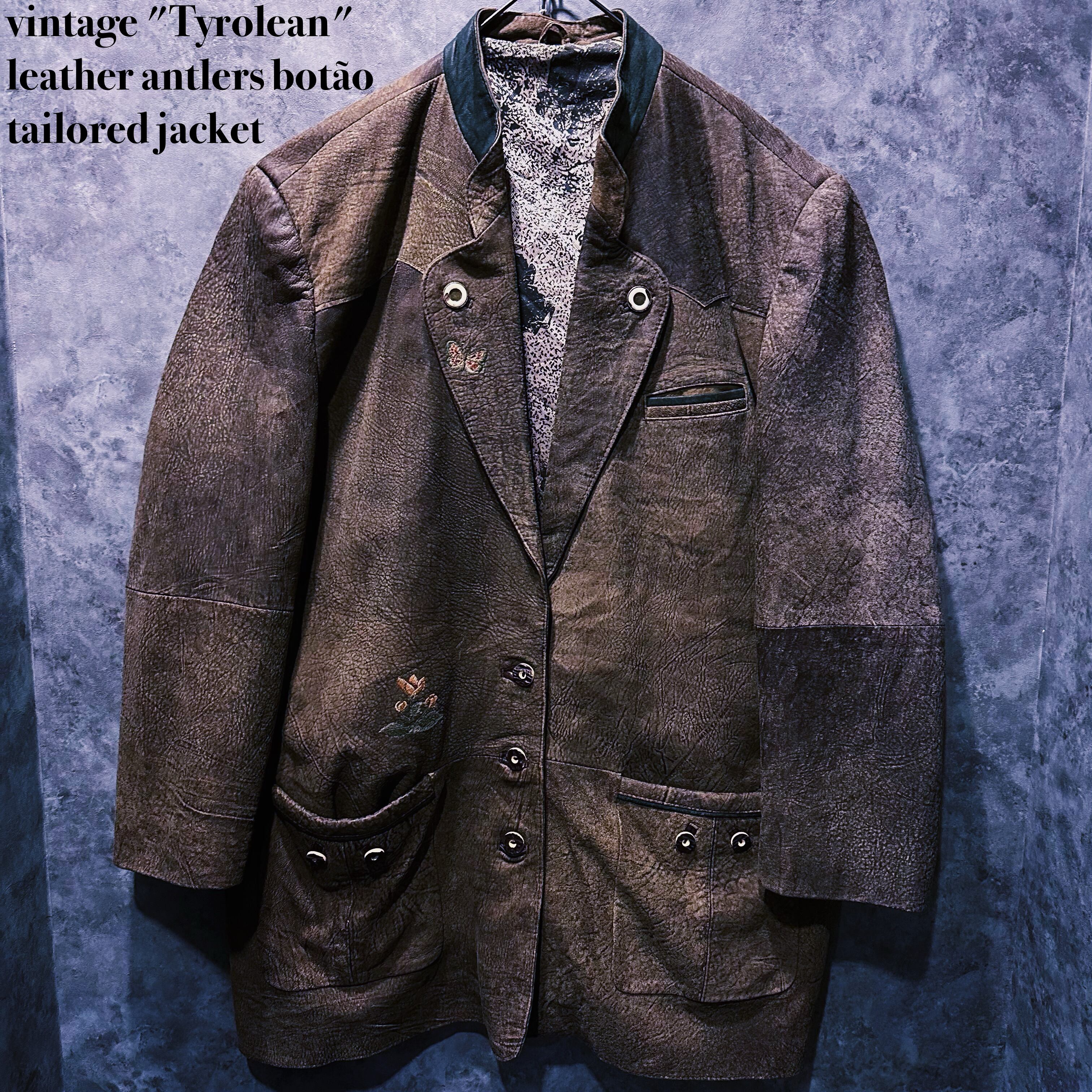 【doppio】vintage "Tyrolean" leather antlers botão tailored jacket