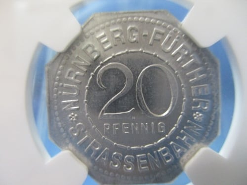 ドイツ ニュルンベルク都市景観 20ペニヒ硬貨☆1920年／未使用／美徳の