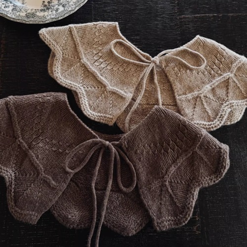 2色／透かし編みリボンつけ襟 ・9729