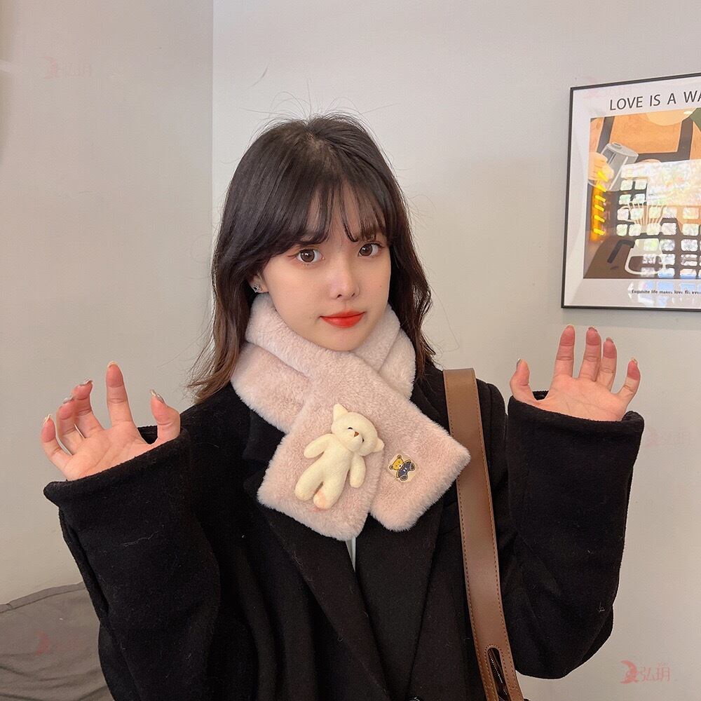 ぴーちゃん‼️ 入手困難‼️ 一点物☆マフラー作家物　百貨店 送料無料】くまちゃん マフラー 秋冬 ストール レディース おしゃれ