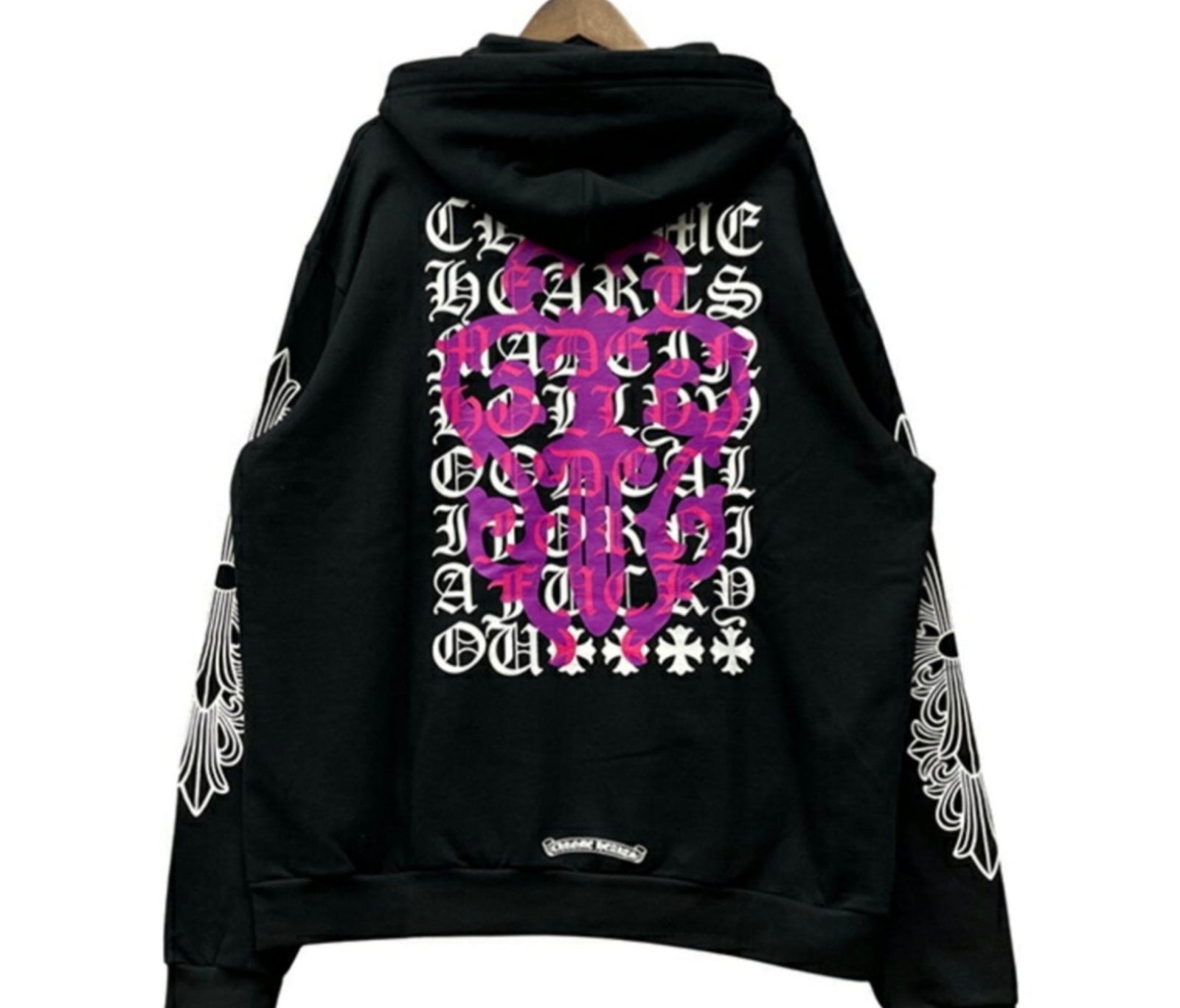 CHROME HEARTS クロムハーツ DAGGER EYE CHART HD PLVR ダガーアイチャート プルオーバー フーディ パーカー フローラルクロス