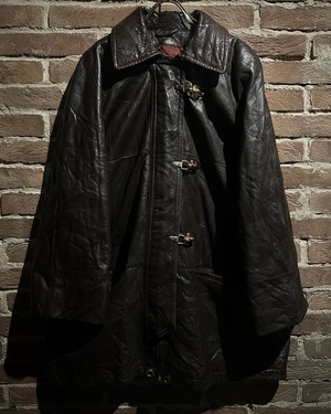 【Caka act3】Corduroy Collar Brown Coloring Vintage Loose Fireman Leather Jacket