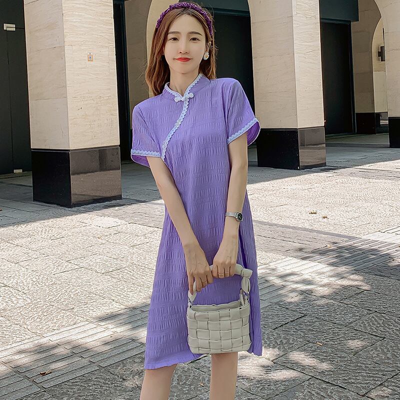 【新作】【送料無料】 マタニティウェア2020夏の新しいバブルコットン改良チャイナドレス、年齢を減らす中長期のファッションマタニティドレス-アリババ ロング サマー 夏物 expec242479721979