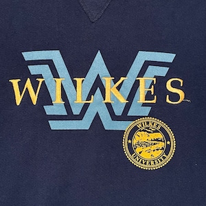 【TIME OUT】90s USA製 カレッジ ウェルクス大学 WILKES UNIVERSITY 刺繍 プリント スウェット トレーナー HEAVYWEIGHT ヘビーウェイト ビンテージ ヴィンテージ オールド MEDIUM US古着