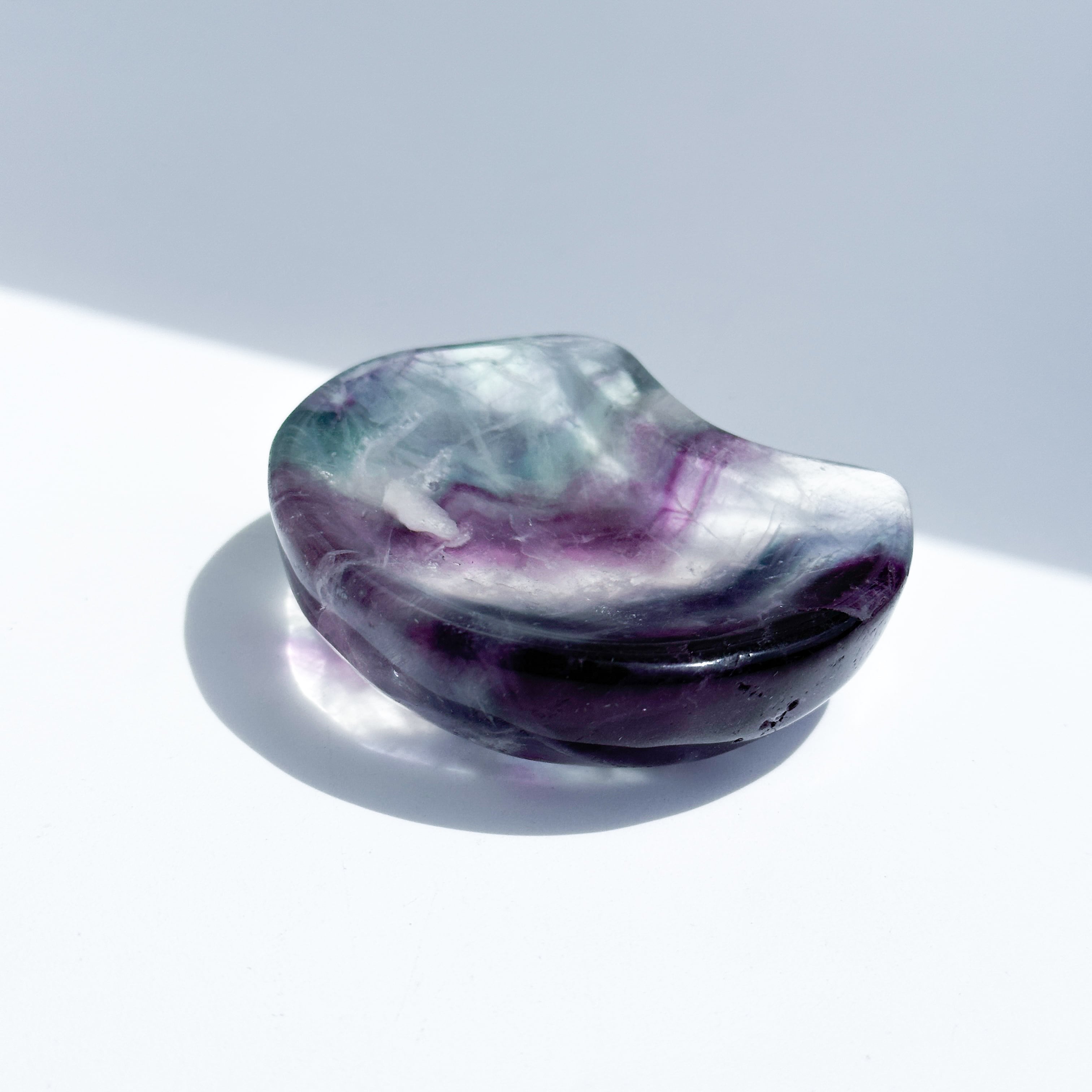 レインボーフローライト月型のうつわ03◇Fluorite◇天然石・鉱物