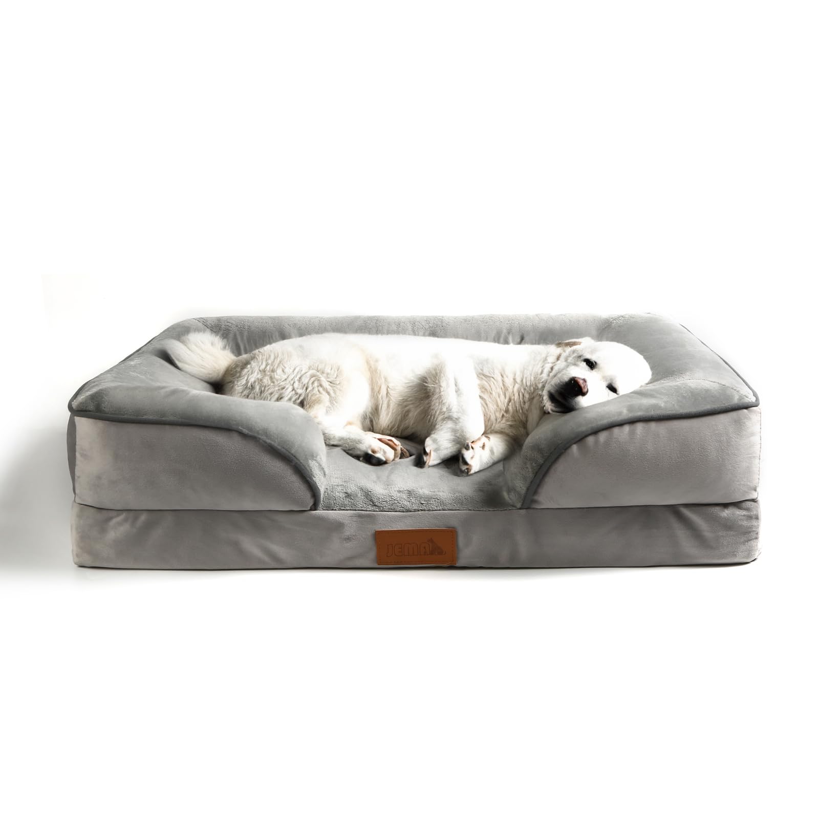 【努力特価】JEMAジェマ ペットクッション 犬ベッド ペットベッド ペットソファーベッド 洗える ふわふわ 枕付き 犬寝床 防水 滑り止め 老犬介護 床ずれ 防止 通年使用 秋冬 中型犬 大型犬 多頭飼い グレー 91*68*17cm