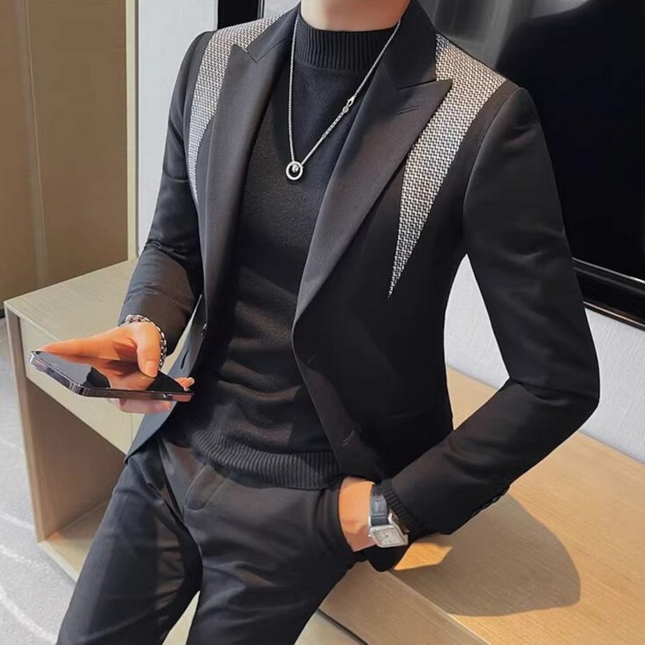 splicing suit jacket 00210