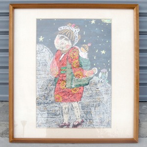 作者不明・絵画・額入「おんぶ」・No.171018-30・梱包サイズ100