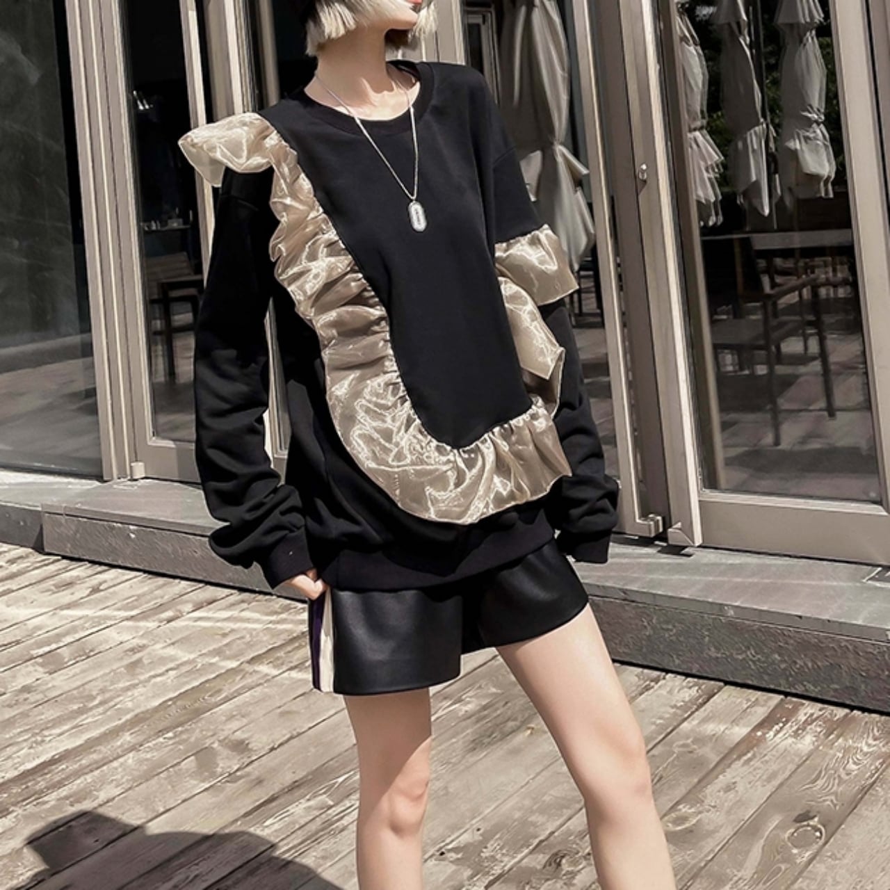 Ruffled Detail Sweatshirt 00839