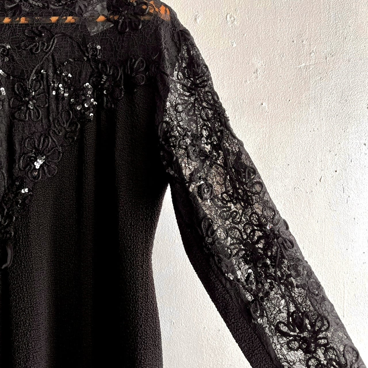 Euro vintage lace&bijou black dress/ブラックレースとビーズの Euro vintage lace&bijou black dress/ブラックレースとビーズの