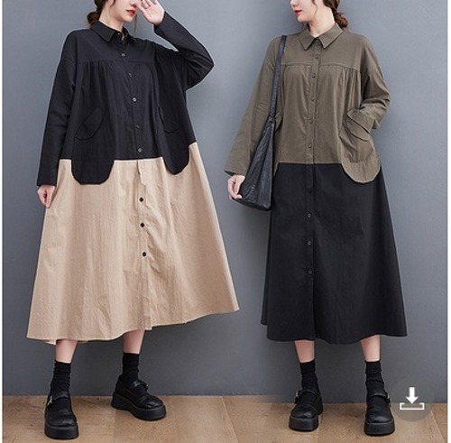 【秋冬新作】ファッションワンピース♪ブラック/グリーン2色展開◆#secmio-288597