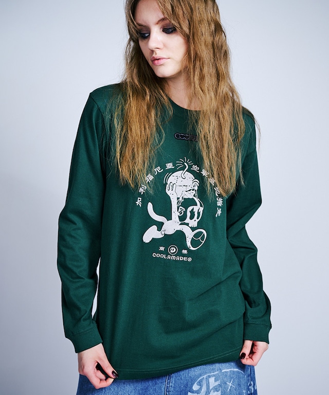 AFスカルエンブロイダリーL/SルーズTシャツ (GREEN)　CQ-47081