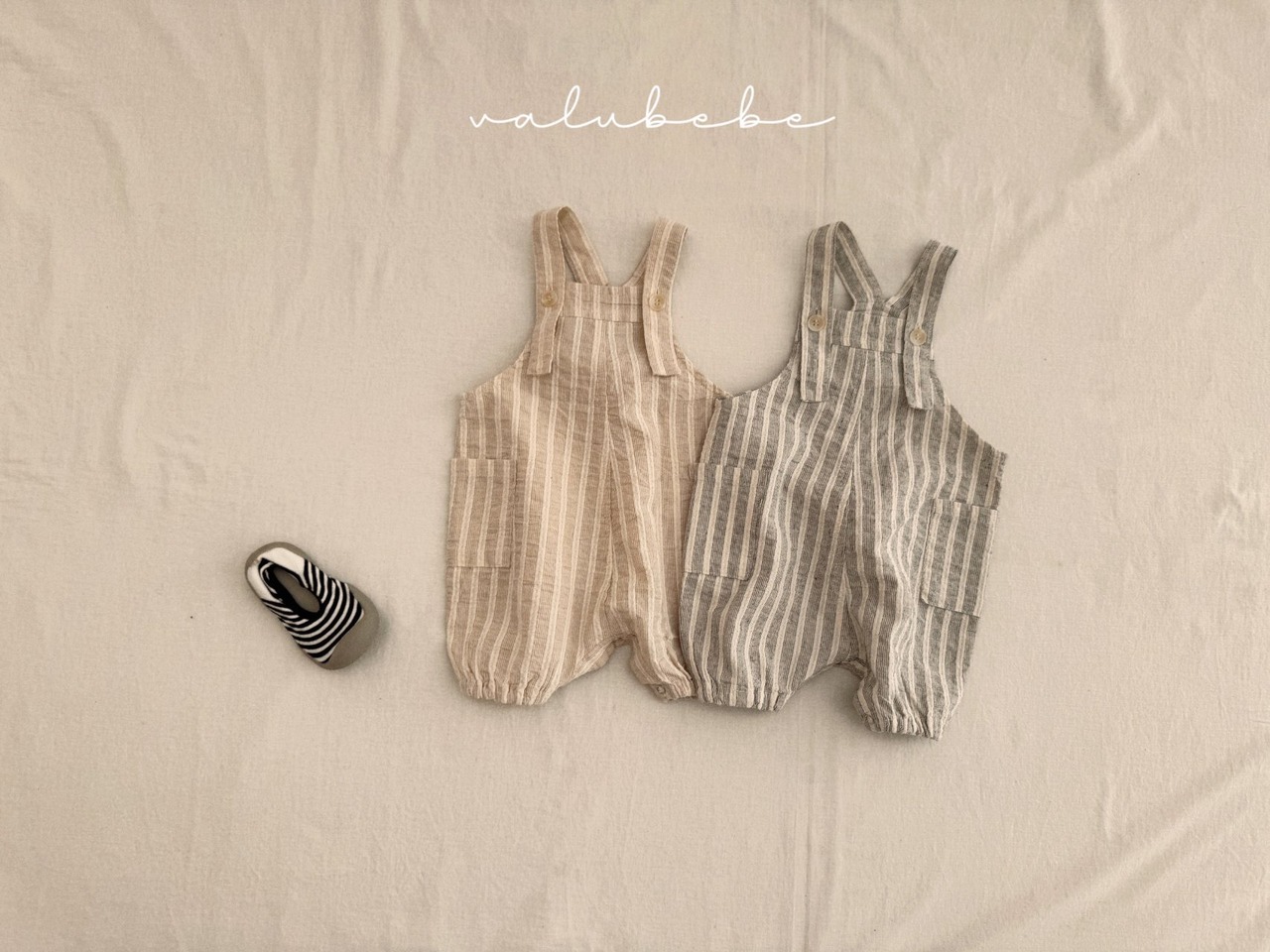 【valu bebe】マルチストライプロンパース グレー 70〜80cm - 13