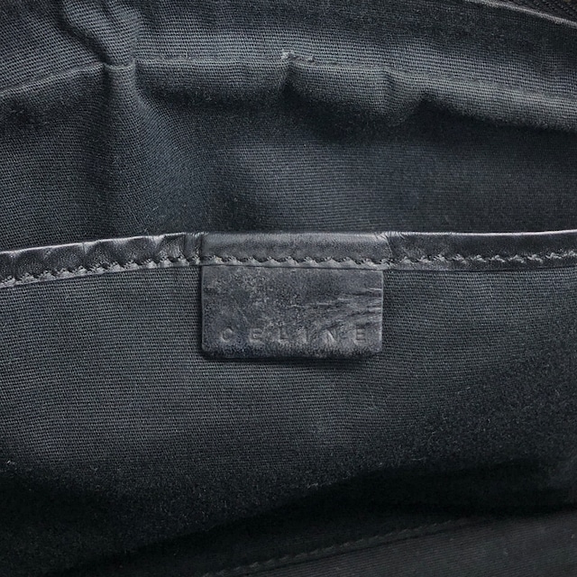 CELINE セリーヌ ハンドバッグ ブラック ロゴ型押し レザー ロールバッグ vintage ヴィンテージ オールド 2jj6ge