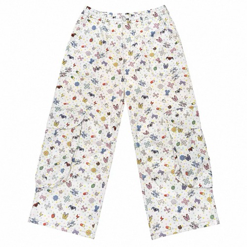 [CFIERCE] Small Stickers Printed Wide Leg Pants