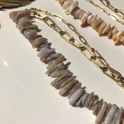 ［全2色］シェル × チェーン　マンテルネックレス［GSN022］