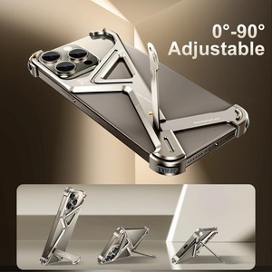 ◆iPhone 16/15/14/Pro/Pro Max/Plus◆ Aluminum Alloy Frameless Phone Case with Stand / アルミニウム アロイ フレームレス スマホケース スタンド付き