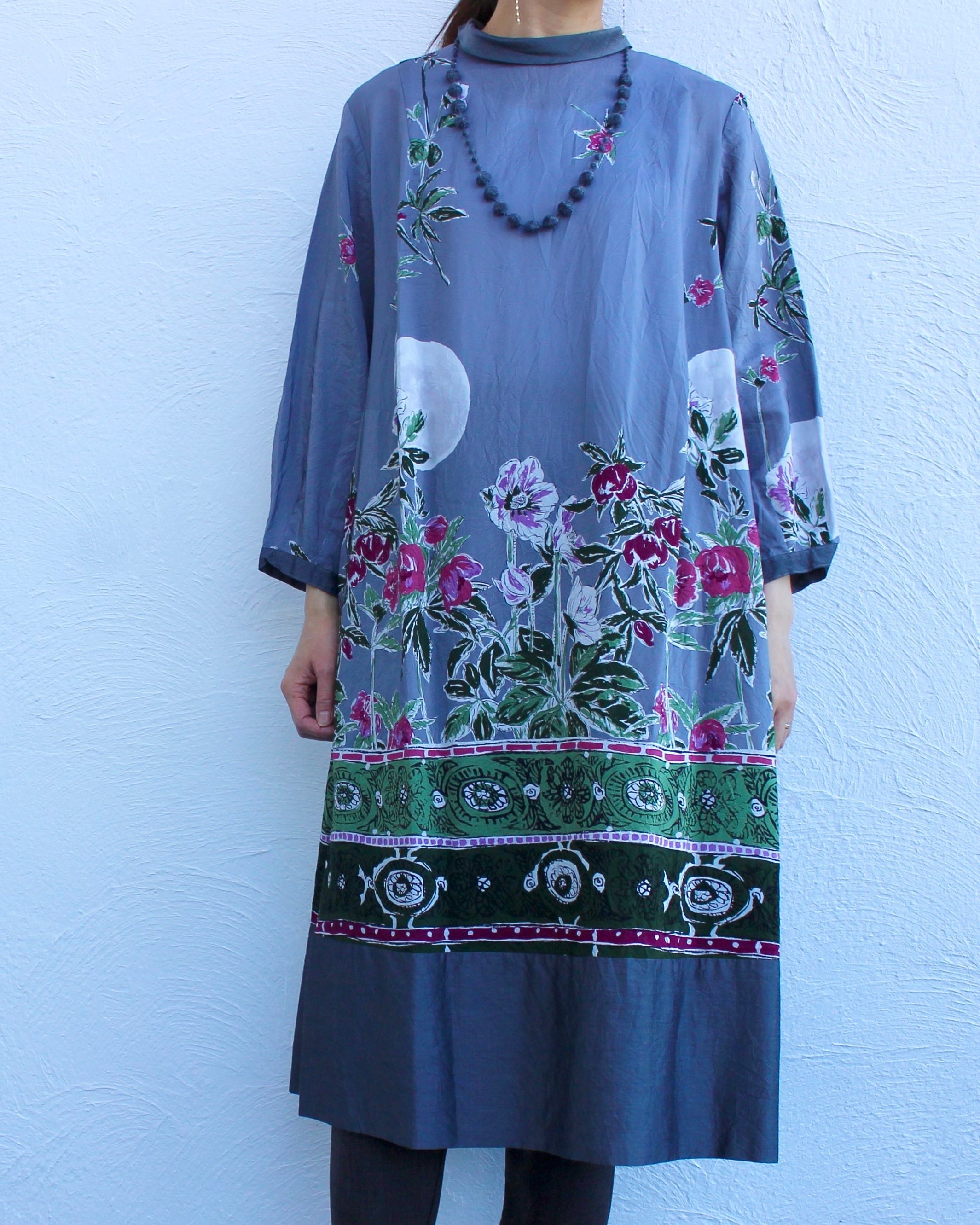 KEIHayamaPLUS/moon flower print one-piece