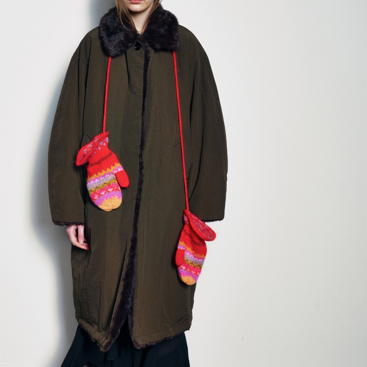 Faux Fur Long Coat T3959