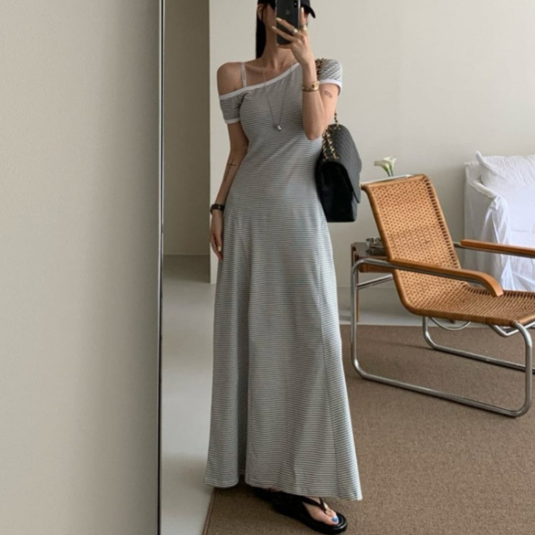 ワンショルダー ボーダー ワンピース 3412627