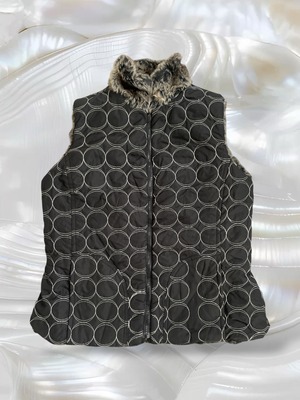 dots embroidery fake fur vest