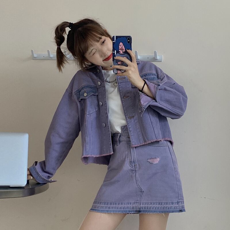 レディーススプリングカーディガンジャケット ハイウェストウェストスカート 春物 試着室62055763920