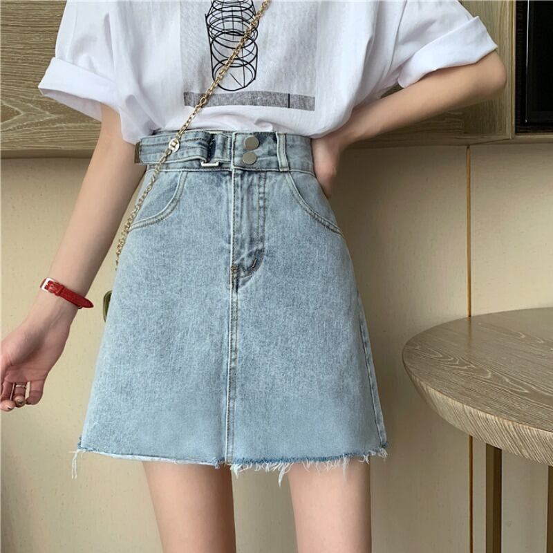 スカート スプリングオータムハイウェストウェストAラインショートスタンダード レトロ 春物 秋物 1号婦人41282595187