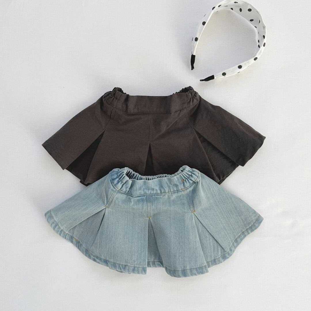 【予約】Casual Pleated Skirt(Light Denim)/ aladin kids