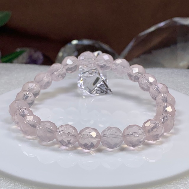 透明度高・ローズクォーツ多面カットブレスレット