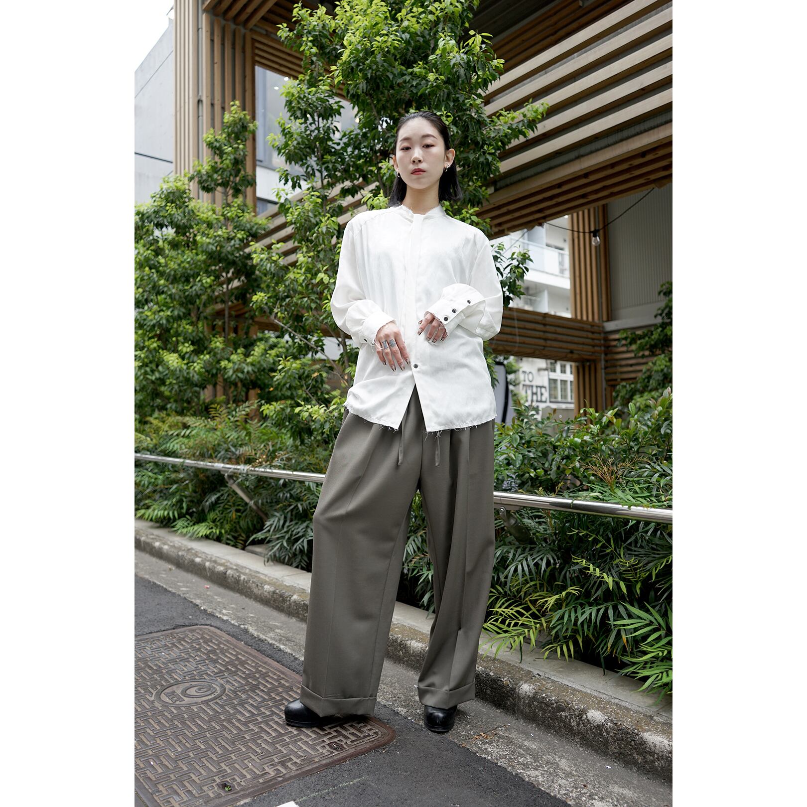 Blanc YM] (ブランワイエム) BL-23S-WET Wide Easy Trousers (gray