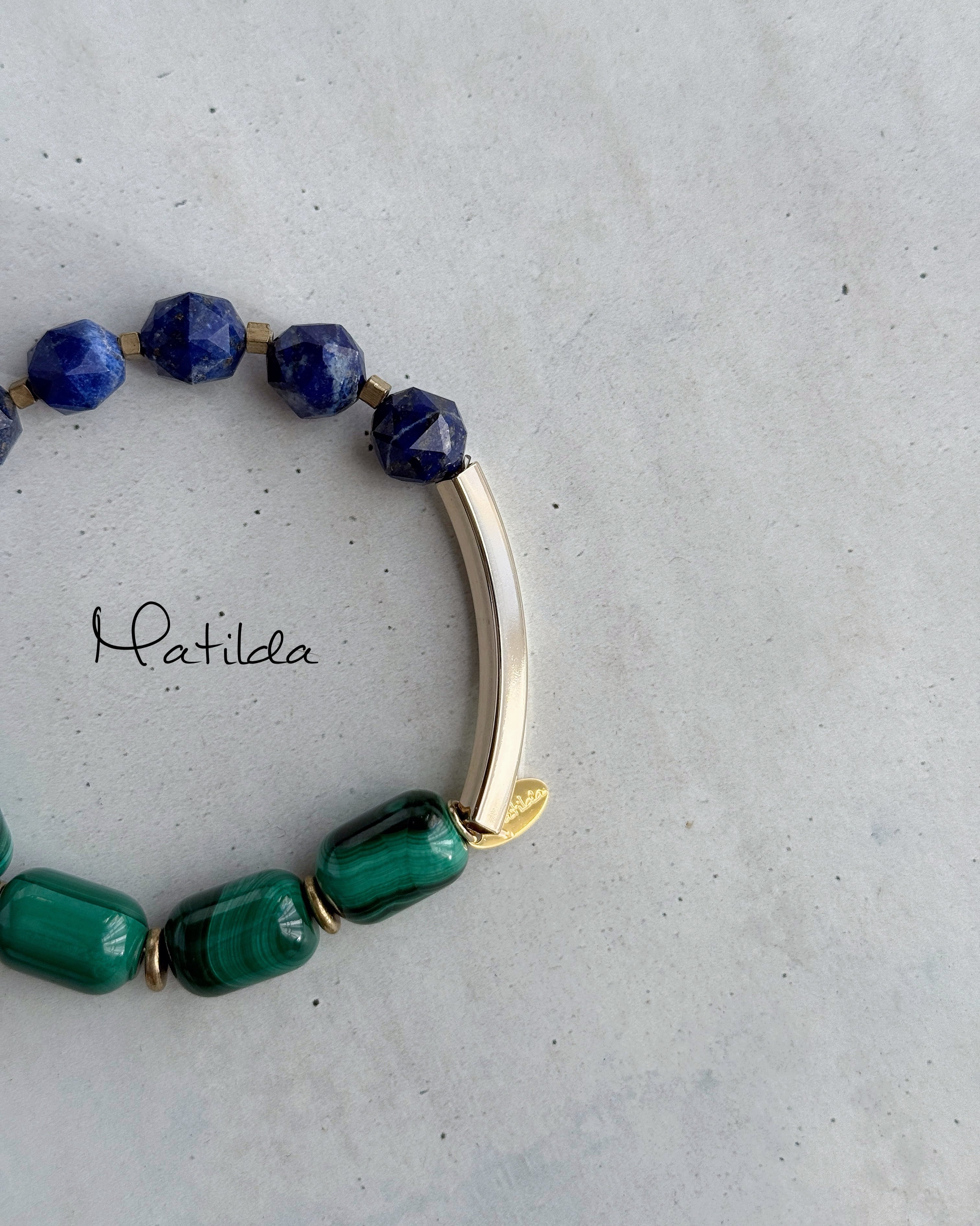 【再販】Tube & stone bracelet(マラカイト×ラピスラズリ)