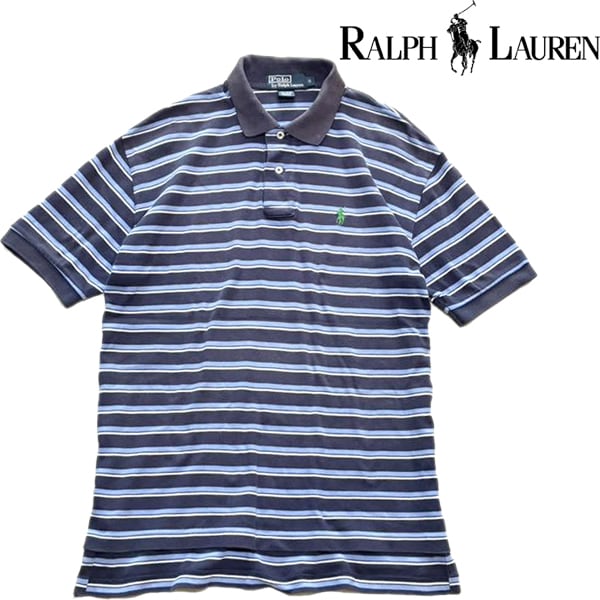 1点物◇ラルフローレンPOLO半袖ボーダー柄ポロシャツ古着SメンズML