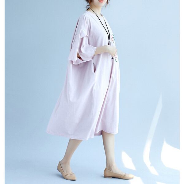 ワンピース 膝丈 ワンピース 大きいサイズ チュニック 半袖 ゆったり