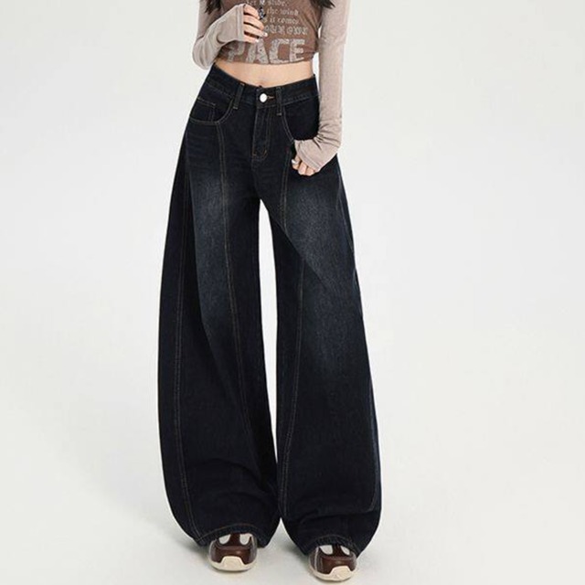 indigo washed wide silhouette jeans la0716