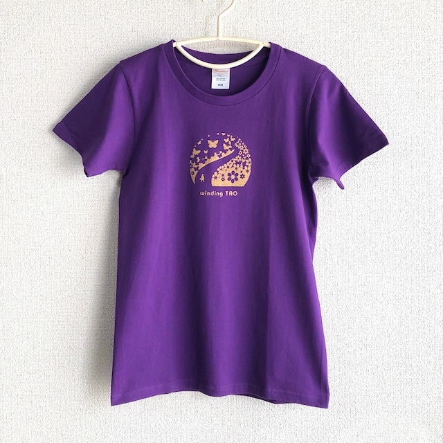 花の道Tシャツ【パープル／レディースMサイズ】☆現品限り