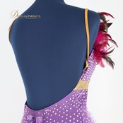 社交ダンス 衣装 スタンダード ドレス スタンダードドレス 紫 金 羽 ラメ デモ 競技 ダンス パーティ 発表会 スパンコール フロート キラキラ パープル系 ゴールド系 豪華ドレス スカート パーティードレス ダンス衣装 パフォーマンス衣装 競技用衣装