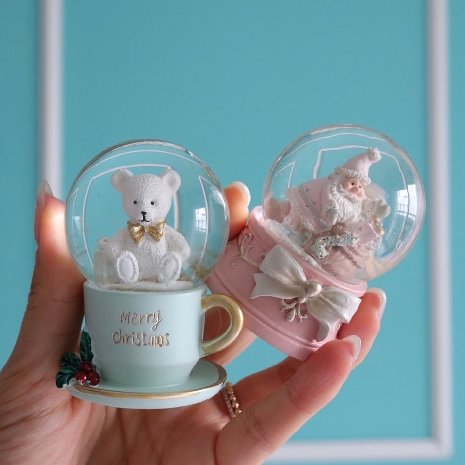 ※アーティストベア*テディベア*オッドアイ*スノー Mini snow dome / ミニスノードーム ティーカップベア | BONNE CHANCE