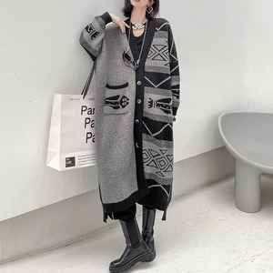 Two Color Knitted Long Coat / ツーカラー ニット ロング コート
