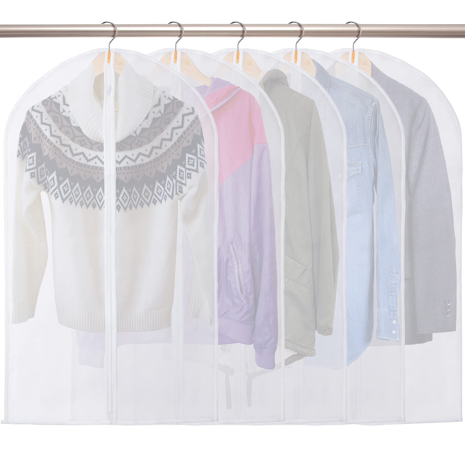 【在庫のみ】洋服カバー 衣類カバー 防虫防カビ ロング 透明 半透明 ショート ビニール JOIEM (60×100cm 5枚)