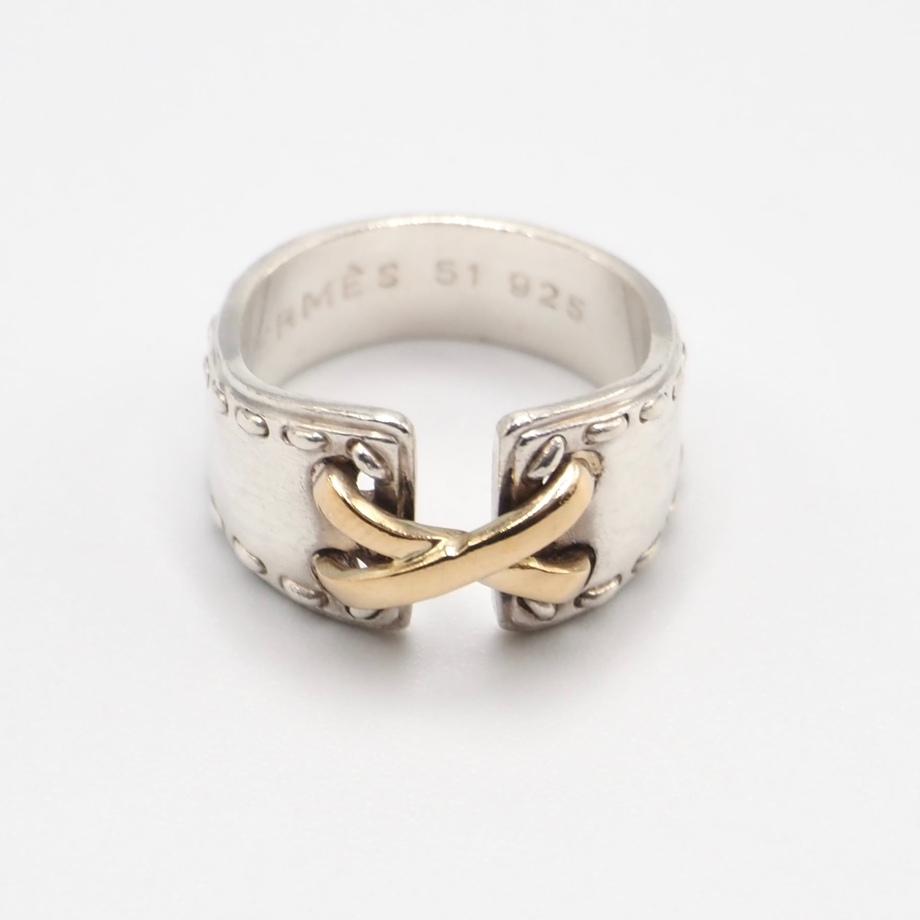 2/21掲載 HERMES 約12号 メキシコ コンビ リング シルバー925 K18 エルメス