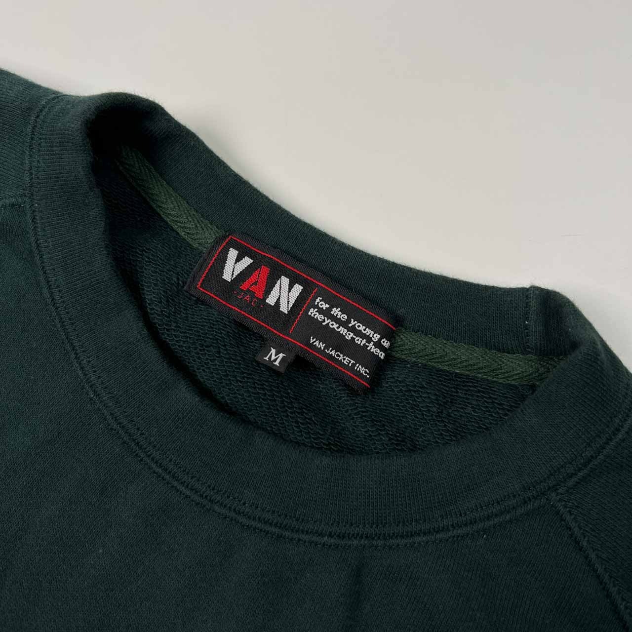 VAN JAC ヴァンヂャケット バック アーチロゴ プリント スウェット トレーナー シャツ サイズ M /モスグリーン