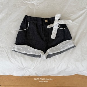 [ninibello] Love It Half Denim Pants / [니니벨로] 럽잇하프데님팬츠